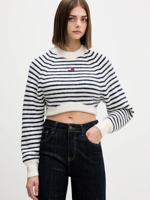 Tommy Jeans sweter z domieszką wełny damski kolor biały DW0DW21677 - zdjęcie produktu nr 1