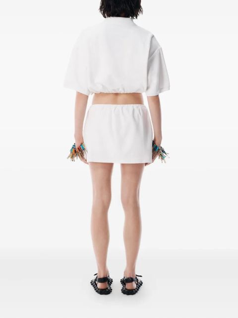 Alexander Wang elasticated-hem cropped polo top - White