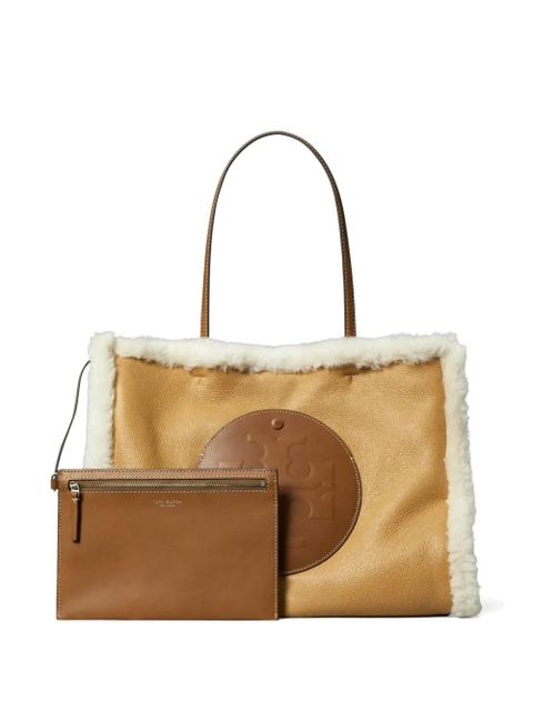 Tory Burch Ella shearling logo tote bag - Neutrals