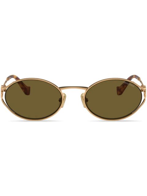 Miu Miu Eyewear logo-plaque sunglasses - Gold - zdjęcie produktu nr 1
