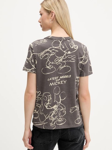 Desigual t-shirt bawełniany MICKEY SKETCH damski kolor szary 25WWTK03