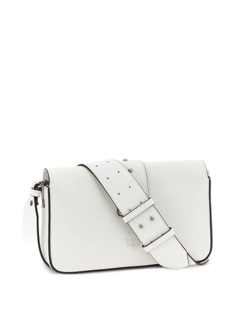 PINKO studs buckle leather shoulder bag - White