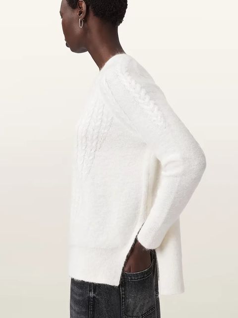 AllSaints sweter z dodatkiem moheru KIT damski kolor biały lekki W014KD