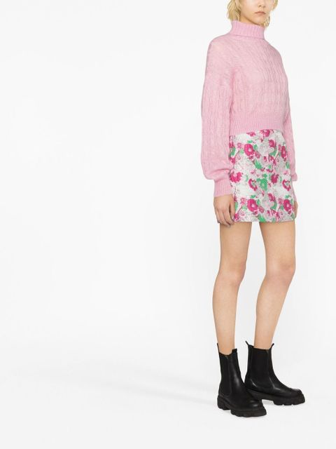 GANNI floral-pattern A-line skirt - Pink