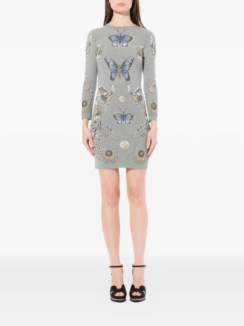 Alexander McQueen butterfly jacquard knit dress - Grey - zdjęcie produktu nr 2