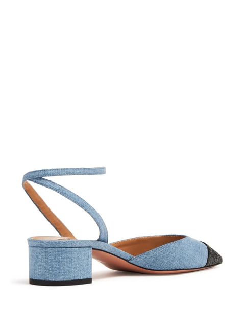 Aquazzura square-toe denim pumps - Blue