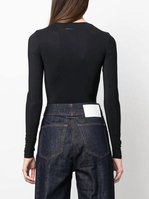 MM6 Maison Margiela logo-print long-sleeve bodysuit - Black