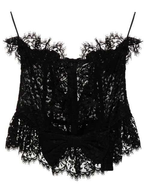 Alessandra Rich bow-detail lace bustier top - Black - zdjęcie produktu nr 1