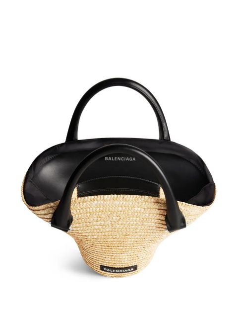 Balenciaga mini braided-raffia tote bag - Neutrals