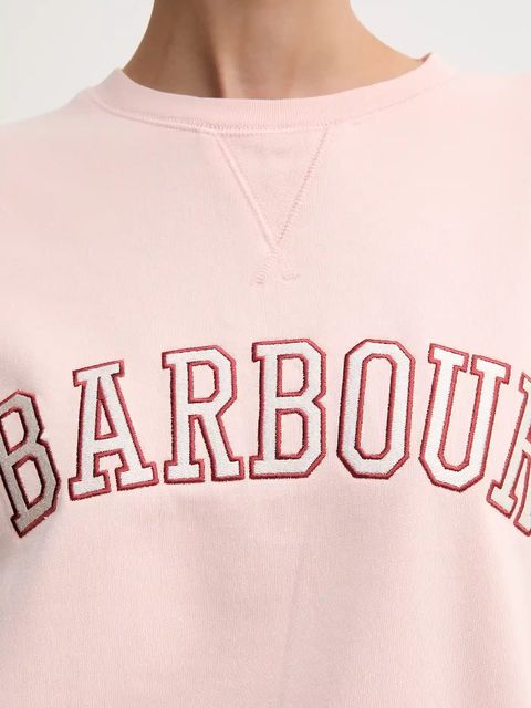Barbour bluza bawełniana damska kolor różowy z aplikacją LOL0591