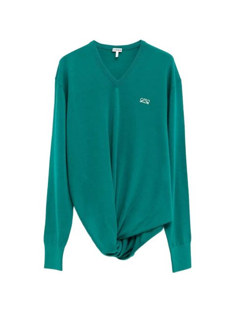 LOEWE knotted V-neck sweater - Green - zdjęcie produktu nr 1