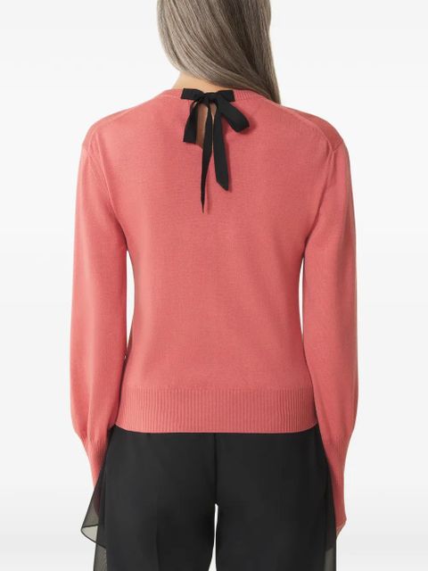 Lanvin ribbon-detail crew-neck sweater - Pink