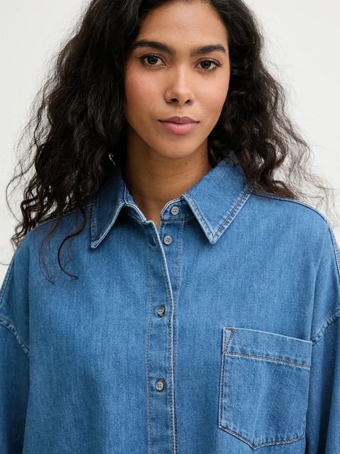 Weekend Max Mara koszula jeansowa FOGGIA damska kolor niebieski relaxed z kołnierzykiem klasycznym 2615111011600