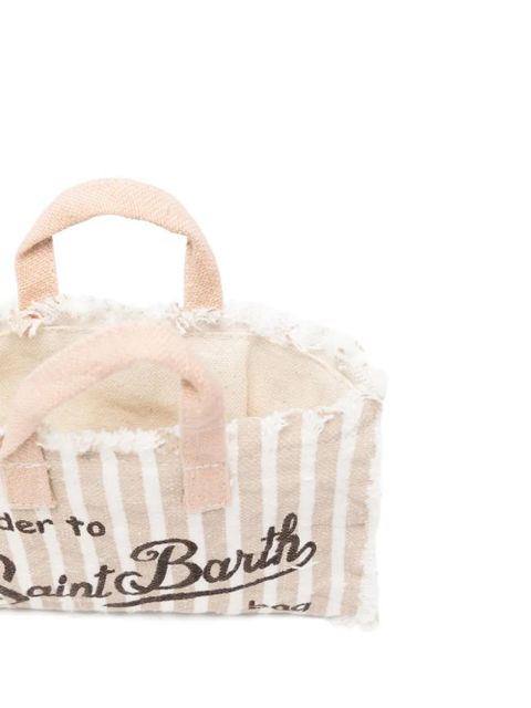 MC2 Saint Barth striped frayed-edge phone bag - Neutrals