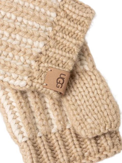 UGG ribbed logo-patch beanie set - Neutrals