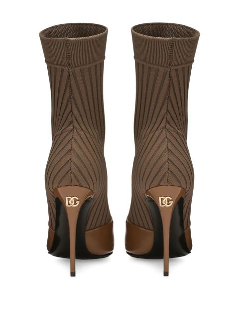 Dolce & Gabbana 105mm pointed-toe ankle boots - Brown