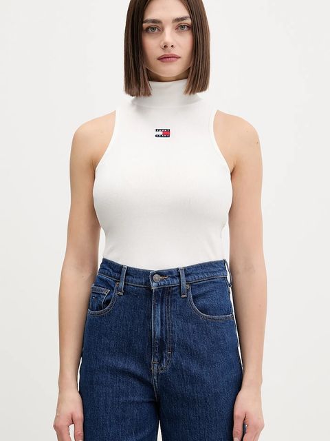 Tommy Jeans top kolor beżowy z półgolfem DW0DW21840 - zdjęcie produktu nr 1