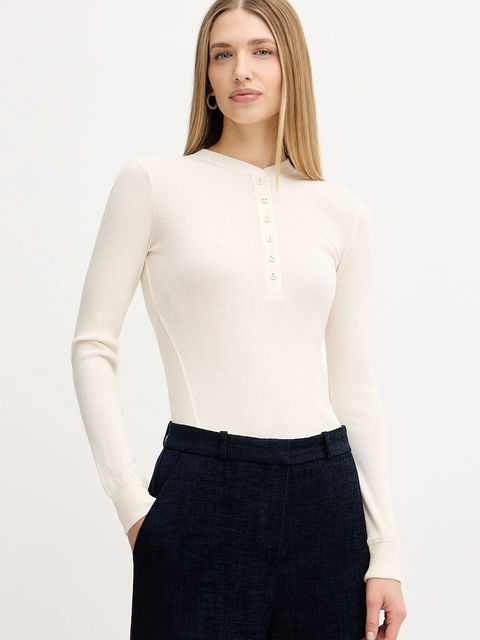 MAX&Co. longsleeve z dodatkiem wełny kolor beżowy 2526946014200 - zdjęcie produktu nr 1