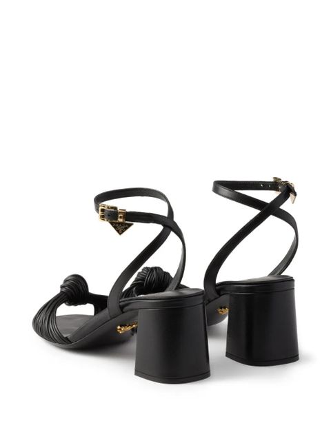 Prada leather heeled sandals - Black