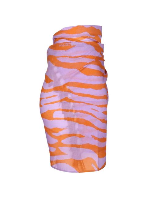 The Attico animal-print fringed skirt - Purple