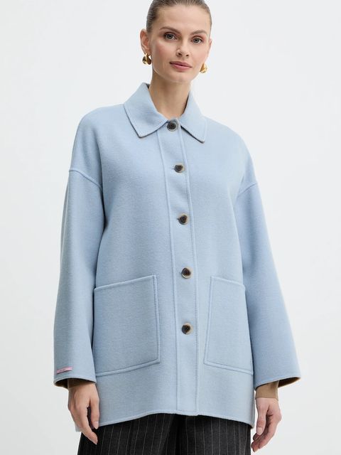 MAX&Co. kurtka wełniana kolor niebieski przejściowa oversize 2526086043200 - zdjęcie produktu nr 1