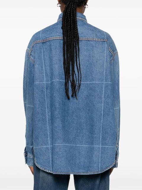 Alexander Wang grid-pattern denim shirt - Blue