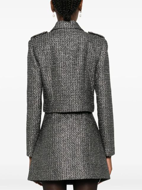 Self-Portrait metallic bouclé jacket - Black