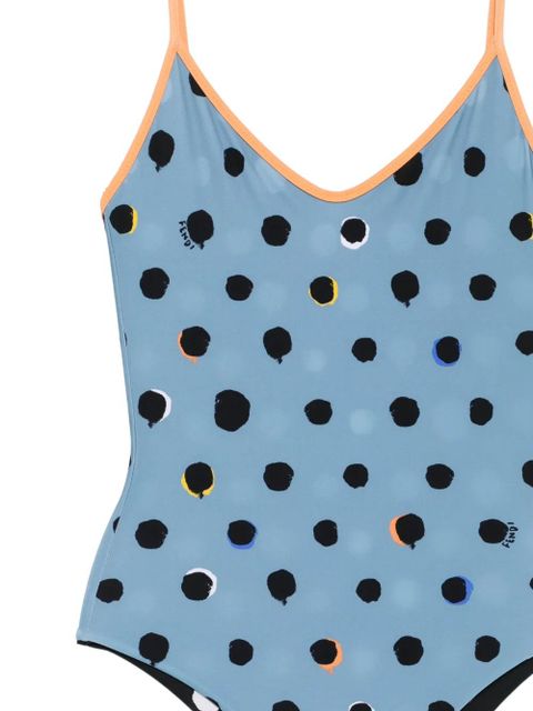 FENDI polka dot swimsuit - Blue