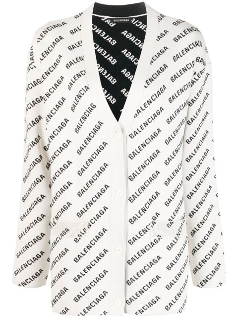 Balenciaga Mini Allover Logo cardigan - White