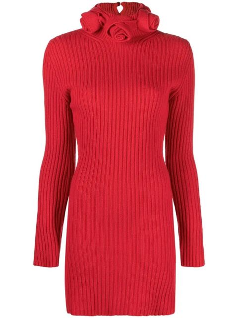 Blumarine roll-neck wool mini dress - Red - zdjęcie produktu nr 1
