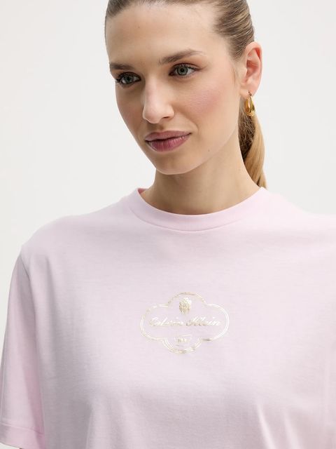 Calvin Klein Jeans t-shirt bawełniany damski kolor różowy LV047E811G