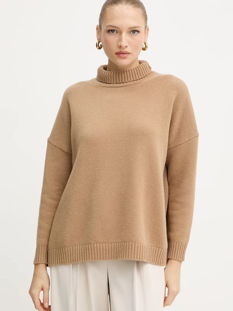 Weekend Max Mara sweter wełniany BORGIA damski kolor zielony z golfem 2525366112600 - zdjęcie produktu nr 1