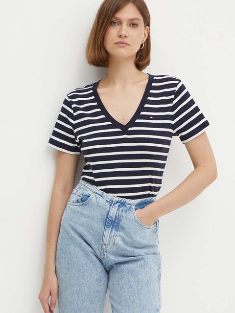 Tommy Hilfiger t-shirt bawełniany damski kolor granatowy WW0WW40584