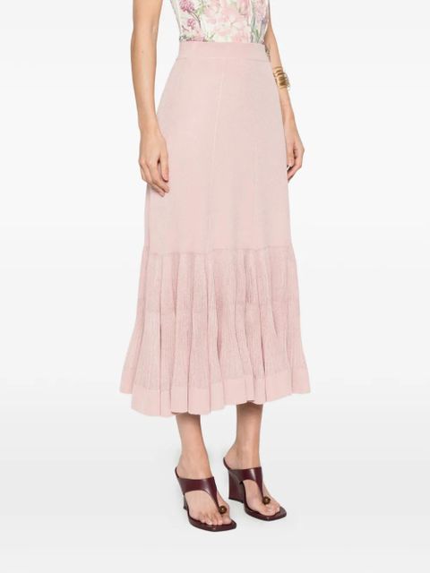 ZIMMERMANN Luna pleated frill midi skirt - Pink