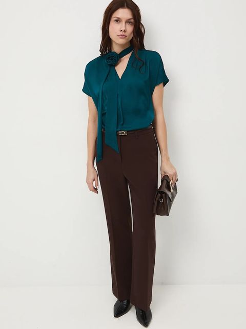 Medicine bluzka damska kolor zielony gładka