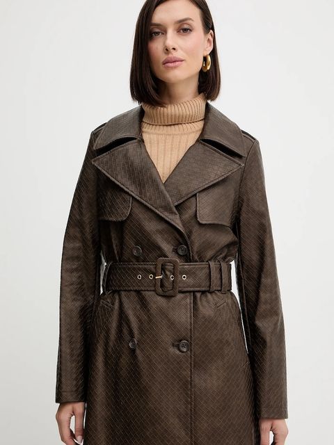 Guess płaszcz CARMEN kolor brązowy W5YL32 WHGT0