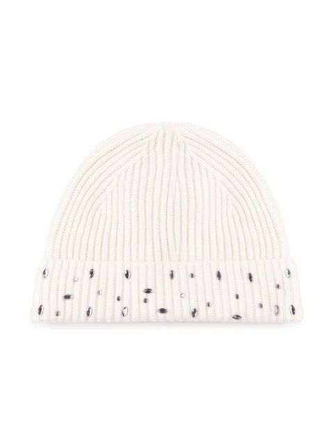 PINKO logo-patch beanie hat - White