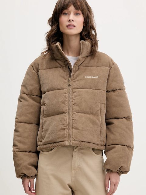 Guess Jeans kurtka sztruksowa kolor beżowy zimowa W5BL17 W2061 - zdjęcie produktu nr 1