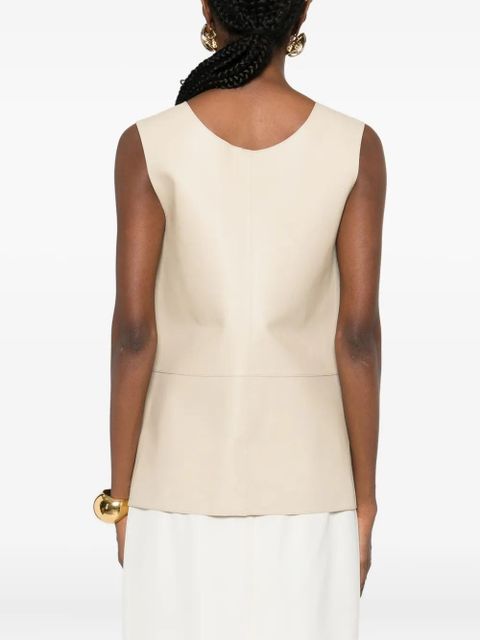 TOTEME scoop-neck leather top - Neutrals