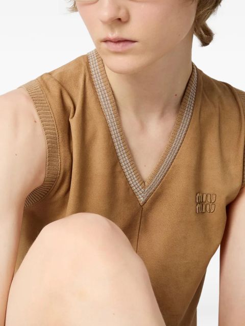 Miu Miu V-neck ribbed-knit vest - Brown