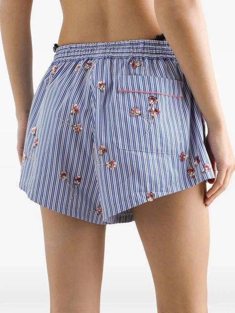 Dolce & Gabbana crystal flower-print cotton shorts - Blue