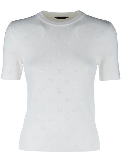 Balenciaga BB pointelle-knit T-shirt - White - zdjęcie produktu nr 1