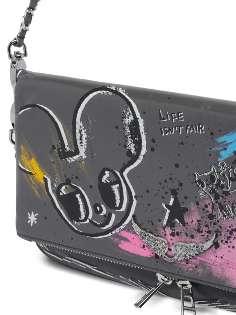 Zadig&Voltaire x Humberto Cruz Rock Humberto graffiti shoulder bag - Grey