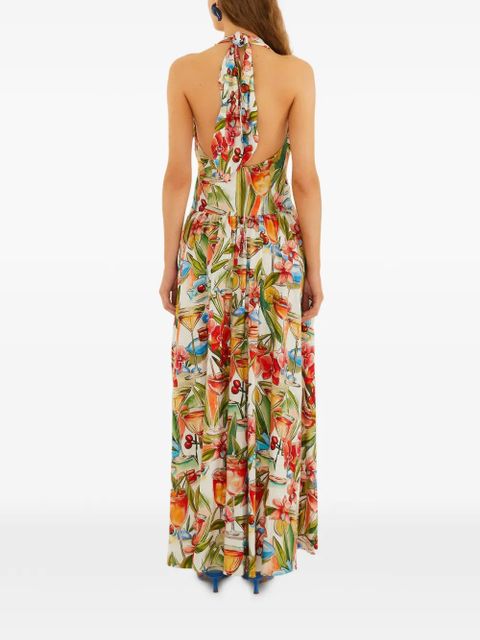 FARM Rio floral V-neck dress - White