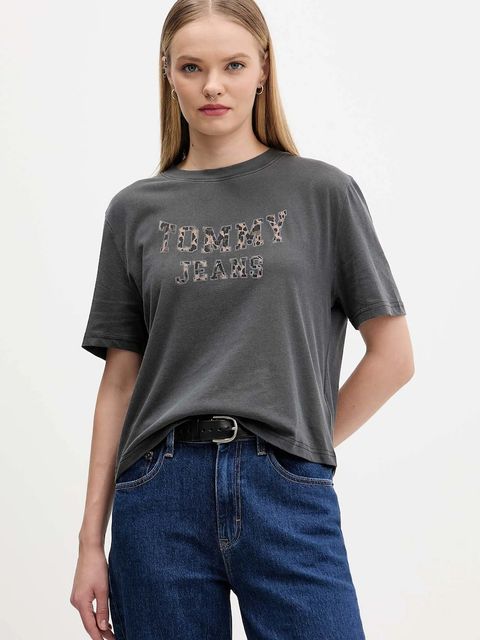 Tommy Jeans t-shirt bawełniany damski kolor szary DW0DW21957 - zdjęcie produktu nr 1