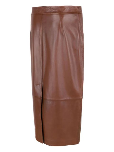 Max Mara panelled leather midi skirt - Brown