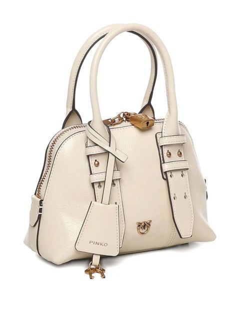 PINKO small Escape leather tote bag - Neutrals