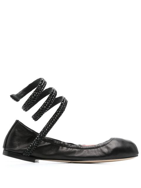 René Caovilla Cleo crystal-embellished ballerina shoes - Black - zdjęcie produktu nr 1