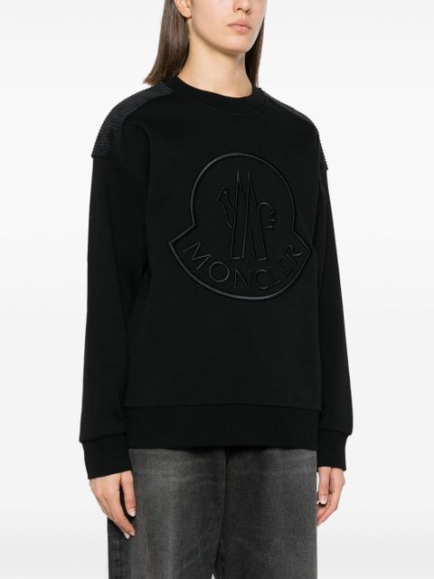 Moncler logo-embroidered cotton-blend sweatshirt - Black - zdjęcie produktu nr 2