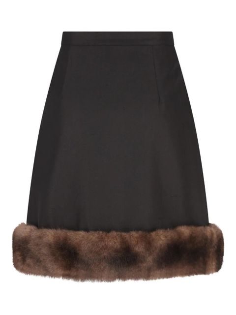 Valentino Garavani shearling-trim button skirt - Black - zdjęcie produktu nr 2